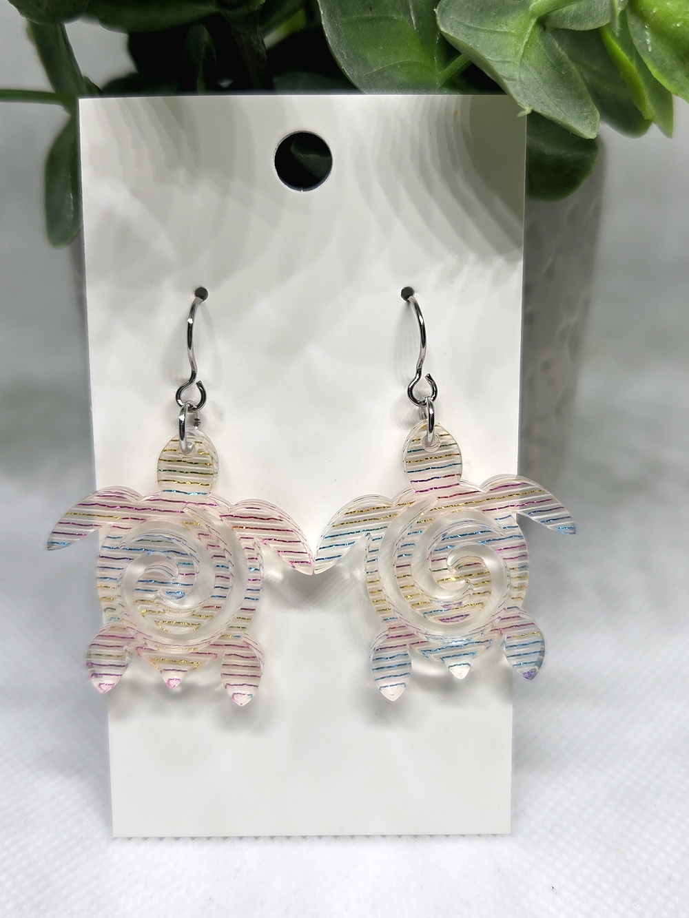 Multicolor Turtle Acrylic Drop Earrings